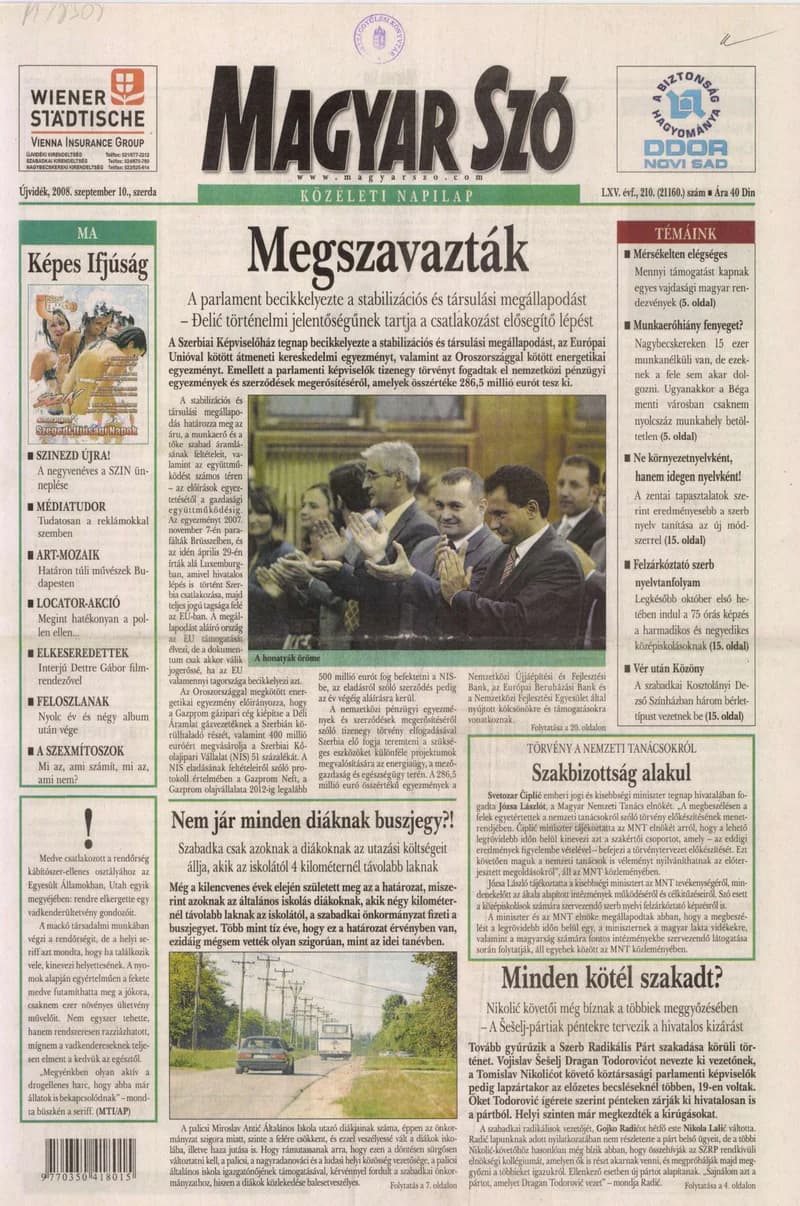 Magyar Szó, 65. évf. 2008. szeptember 10. 210. sz. 1–20. oldal