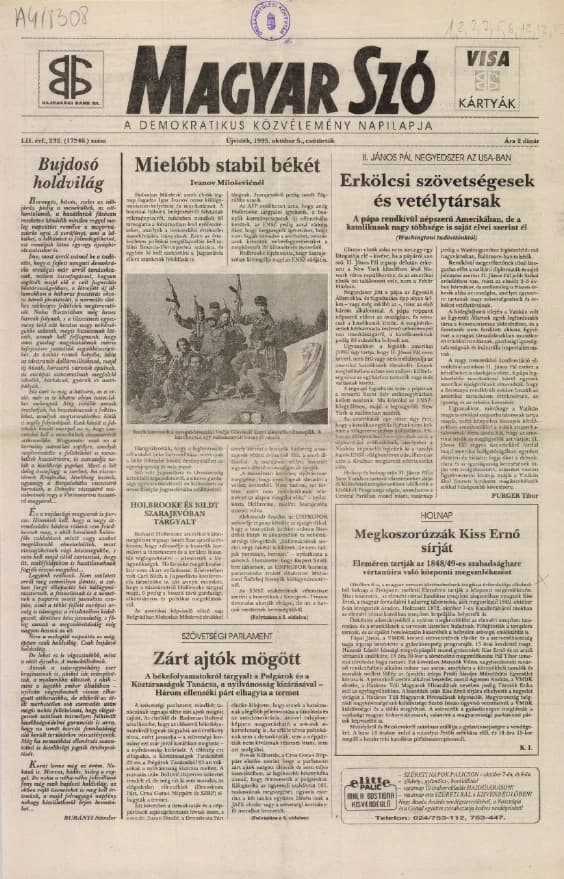 Magyar Szó, 52. évf. 1995. október 5. 232. sz. 1–16. oldal