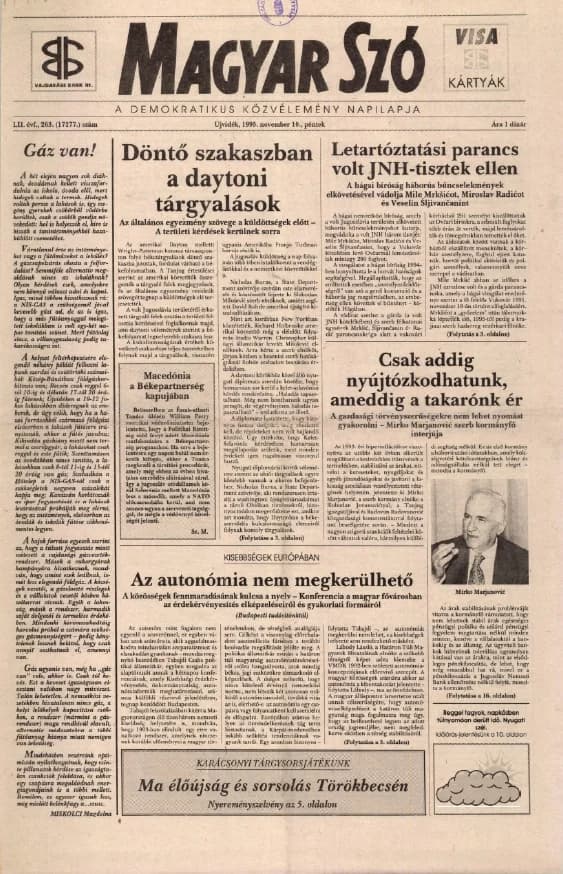 Magyar Szó, 52. évf. 1995. november 10. 263. sz. 1–16. oldal
