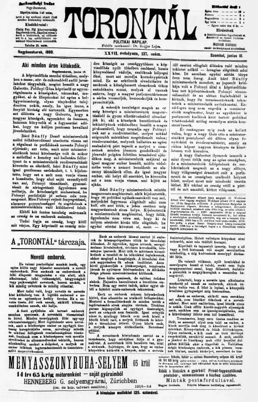 Torontál, 27. évf. 1898. június 18. 137. sz.