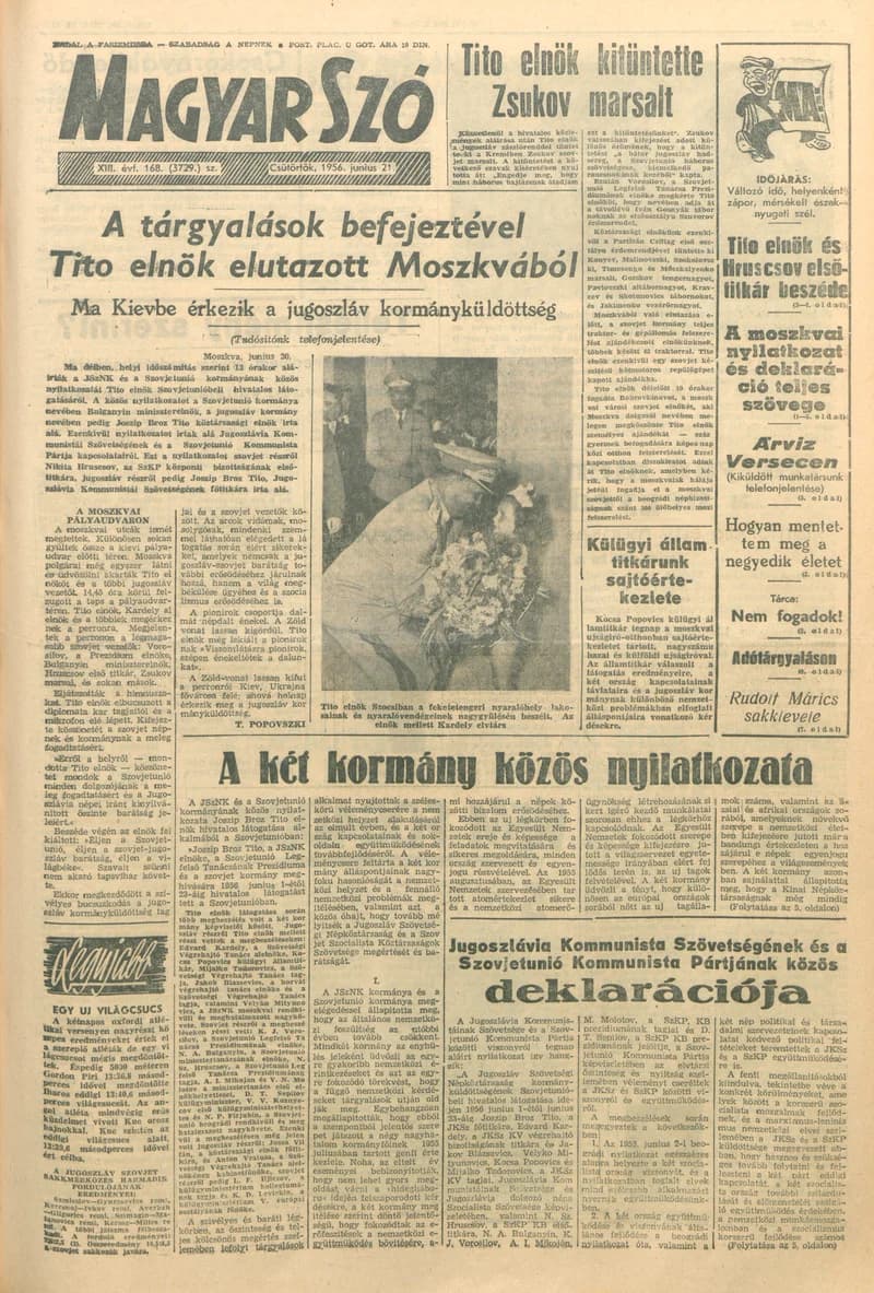 Magyar Szó, 13. évf. 1956. június 21. 168. sz. 1–8. oldal