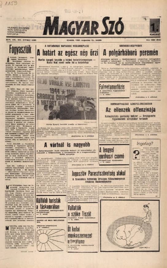 Magyar Szó, 46. évf. 1989. augusztus 16. 223. sz. 1–16. oldal