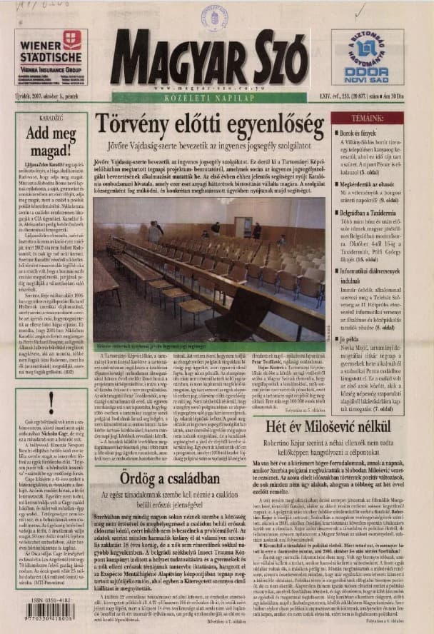 Magyar Szó, 64. évf. 2007. október 5. 233. sz. 1–20. oldal