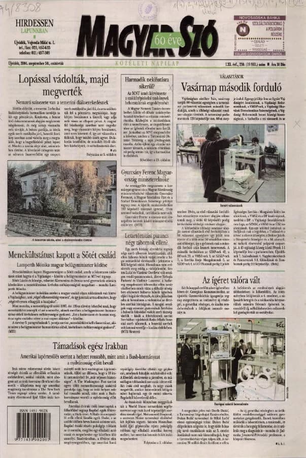 Magyar Szó, 61. évf. 2004. szeptember 30. 230. sz. 1–24. oldal