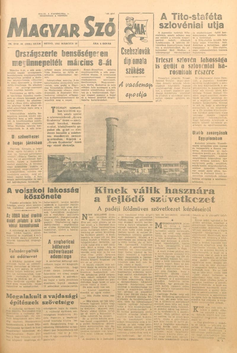 Magyar Szó, 9. évf. 1952. március 10. 60. sz. 1–4. oldal