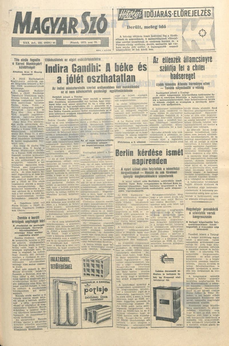 Magyar Szó, 30. évf. 1973. augusztus 24. 232. sz. 1–14. oldal