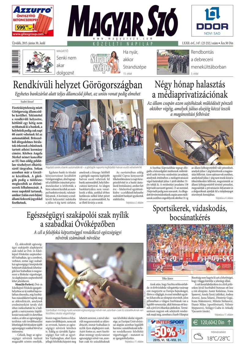 Magyar Szó, 72. évf. 2015. június 30. 147. sz. 1–20. oldal