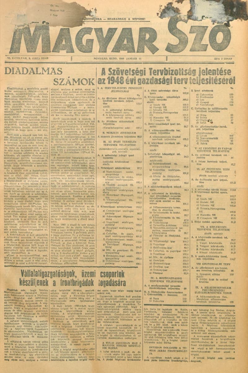 Magyar Szó, 6. évf. 1949. január 11. 9. sz. 1–4. oldal