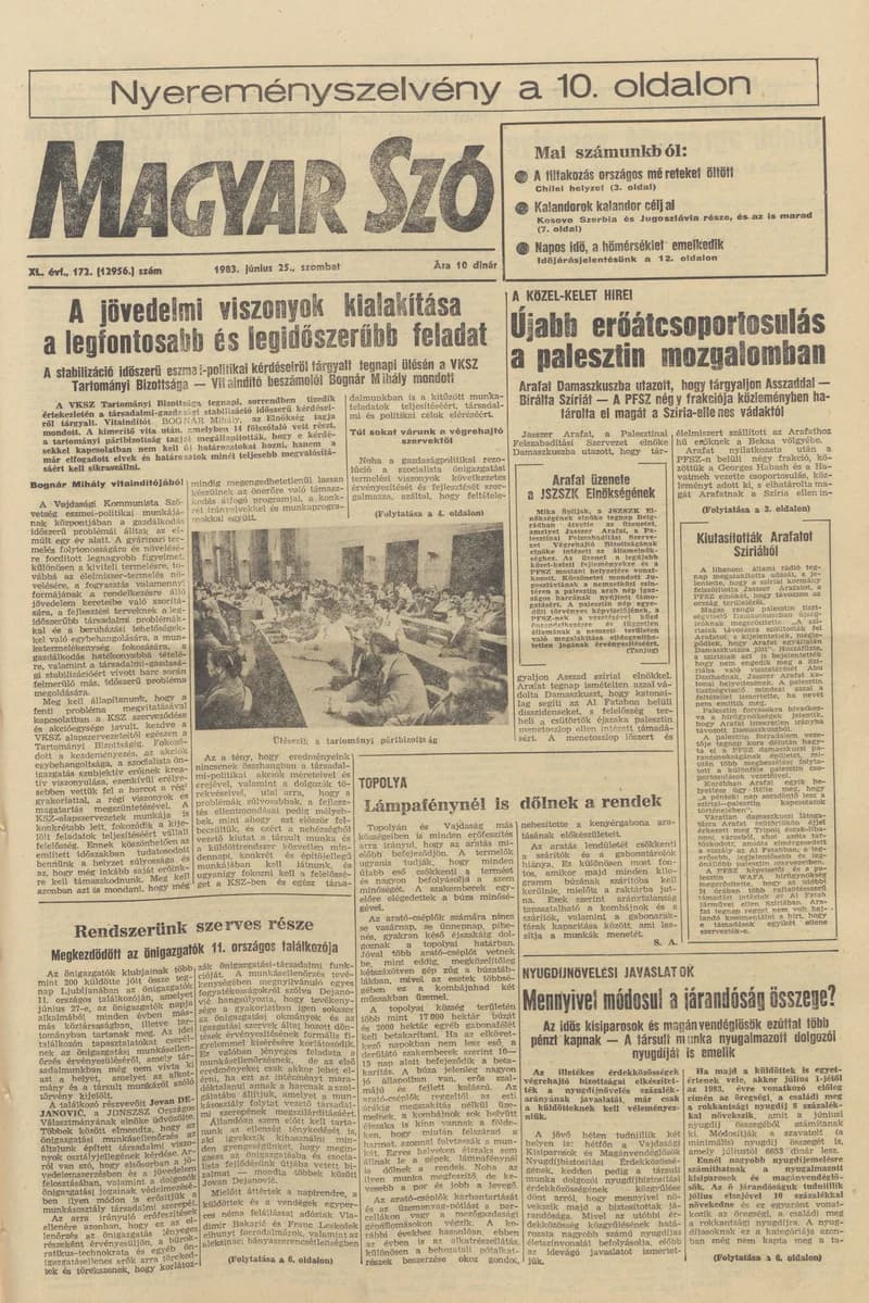 Magyar Szó, 40. évf. 1983. június 25. 172. sz. 1–24. oldal