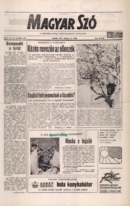 Magyar Szó, 48. évf. 1991. március 25. 82. sz. 1–20. oldal