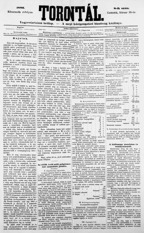 Torontál, 9. évf. 1880. február 19. 8. sz.