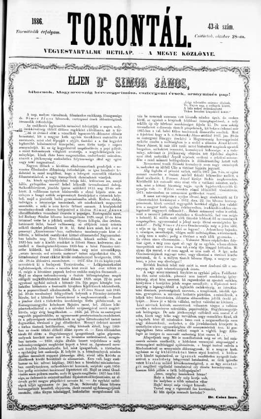 Torontál, 15. évf. 1886. október 28. 43. sz.