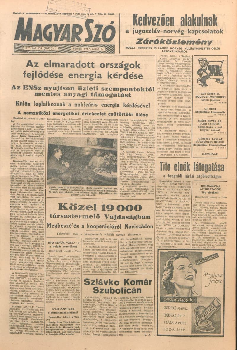 Magyar Szó, 14. évf. 1957. június 7. 154. sz. 1–10. oldal