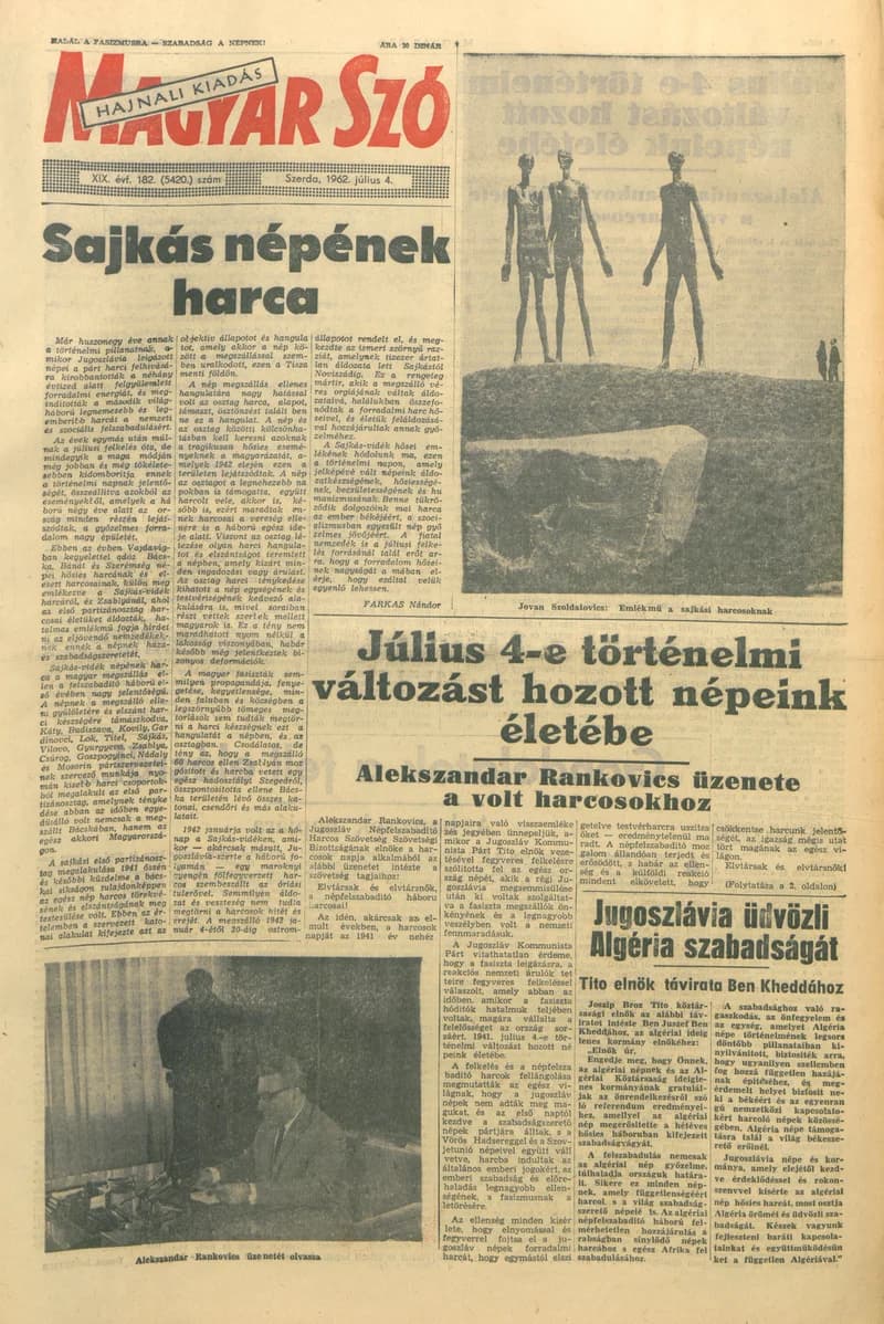 Magyar Szó, 19. évf. 1962. július 4. 182. sz. 1–16. oldal