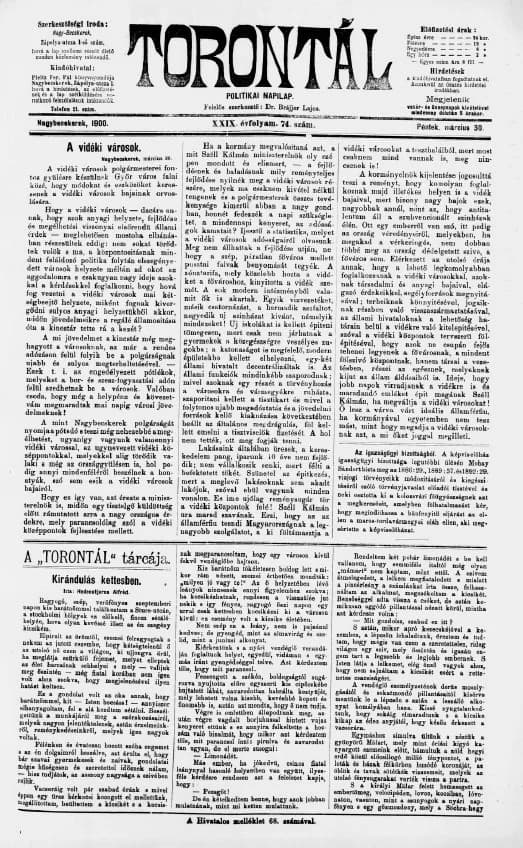 Torontál, 29. évf. 1900. március 30. 74. sz.