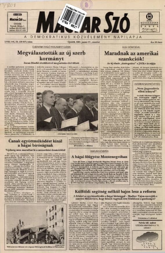 Magyar Szó, 58. évf. 2001. január 27. 21. sz. 1–16. oldal