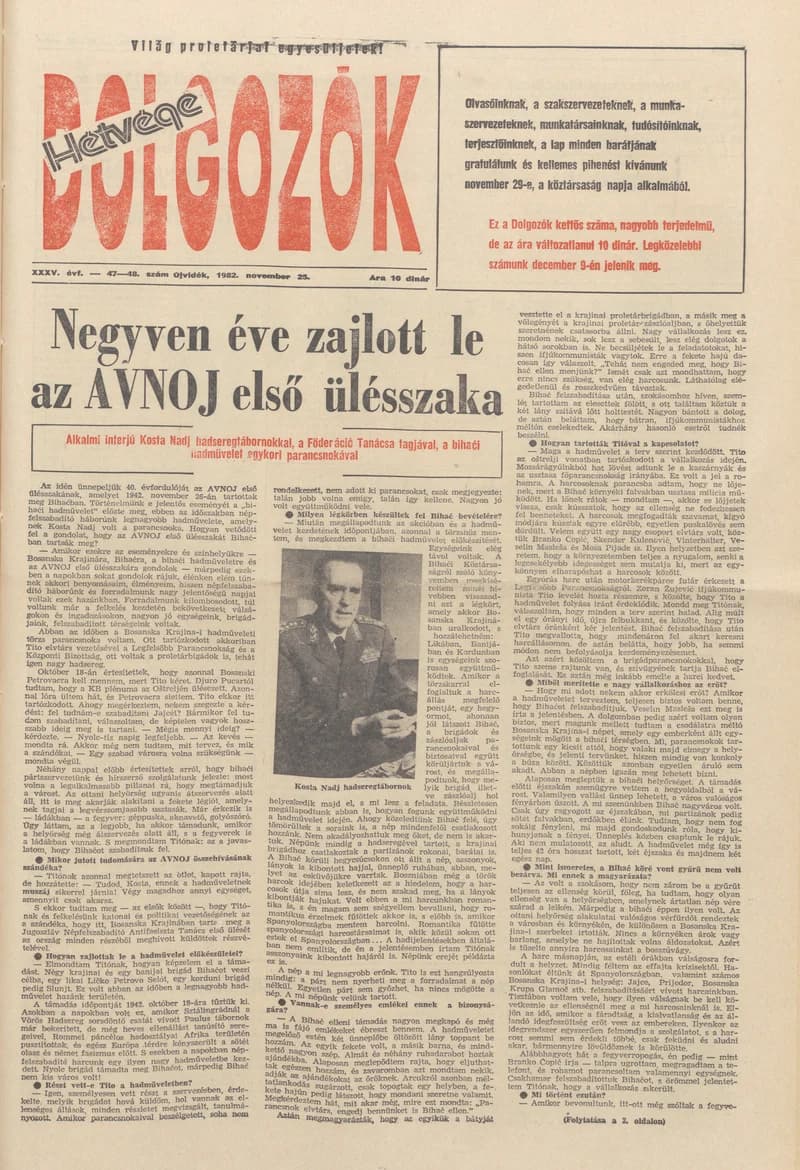 Dolgozók, 36. évf. 1982. november 25. 47–48. sz.