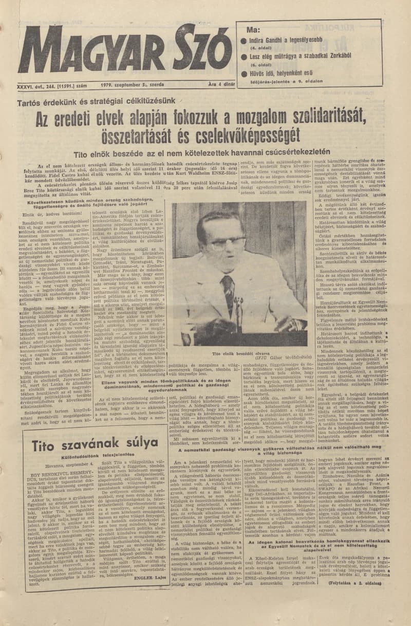 Magyar Szó, 36. évf. 1979. szeptember 5. 244. sz. 1–20. oldal