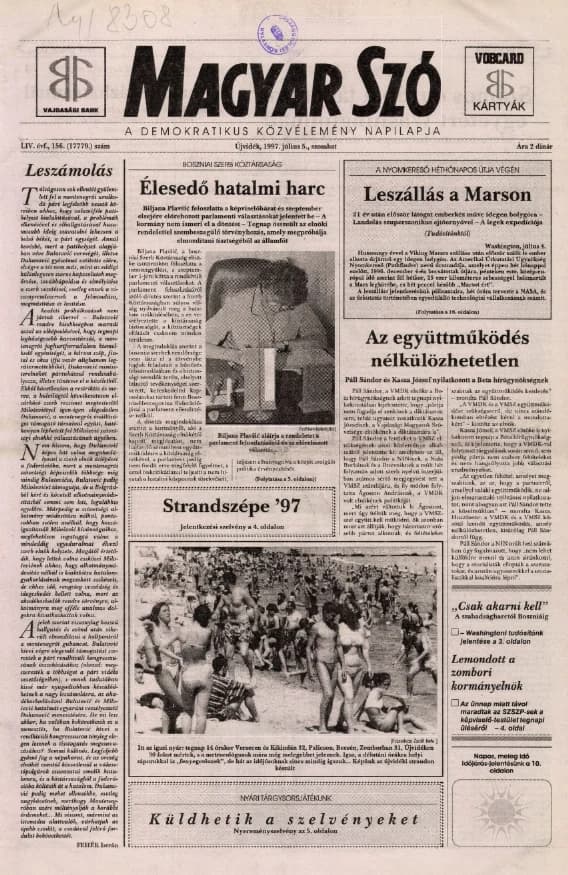 Magyar Szó, 54. évf. 1997. július 5. 156. sz. 1–16. oldal