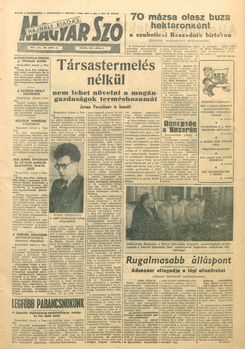Magyar Szó, 14. évf. 1957. július 3. 180. sz. 1–16. oldal