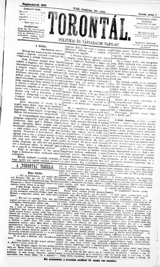 Torontál, 22. évf. 1893. június 7. 128. sz.