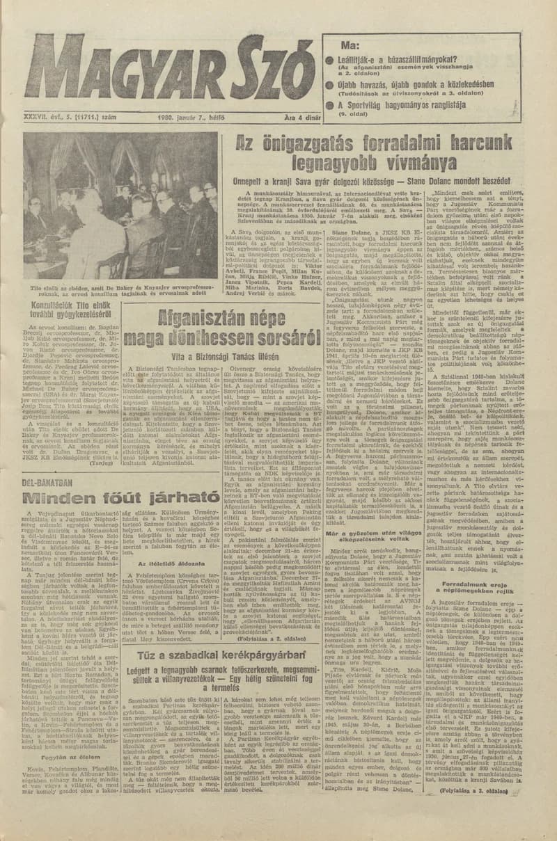 Magyar Szó, 37. évf. 1980. január 7. 5. sz. 1–16. oldal