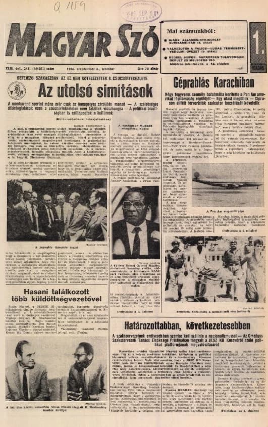 Magyar Szó, 43. évf. 1986. szeptember 6. 245. sz. 1–24. oldal