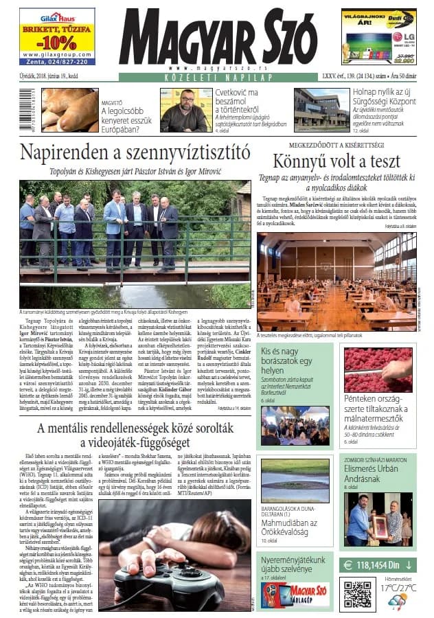 Magyar Szó, 75. évf. 2018. június 19. 139. sz. 1–20. oldal