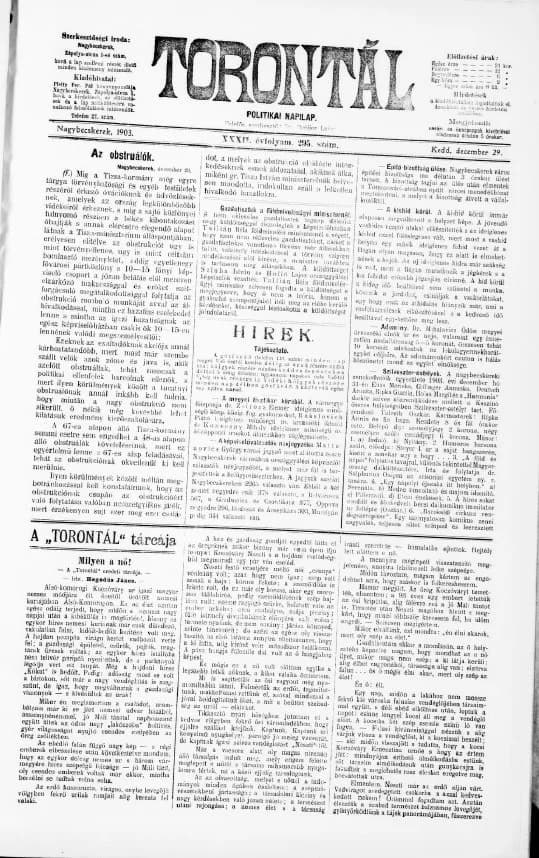Torontál, 32. évf. 1903. december 29. 295. sz.