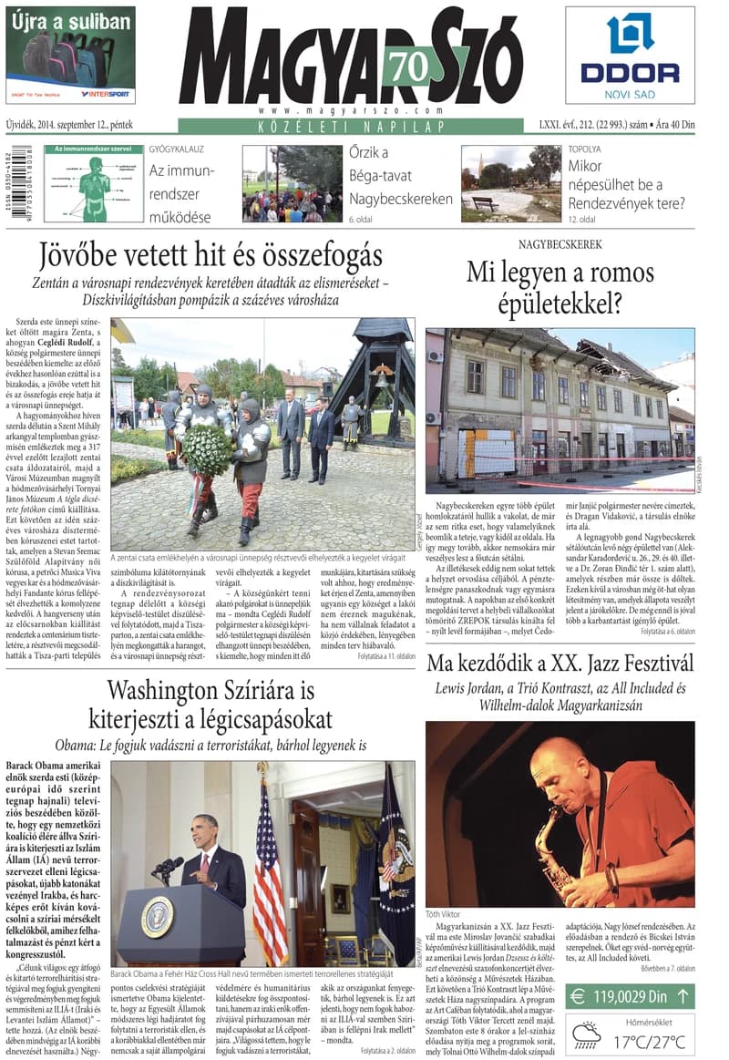 Magyar Szó, 71. évf. 2014. szeptember 12. 212. sz. 1–16. oldal