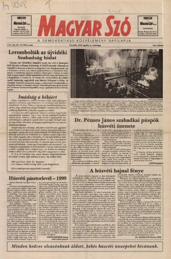 Magyar Szó, 56. évf. 1999. április 4. 68. sz. 1–16. oldal
