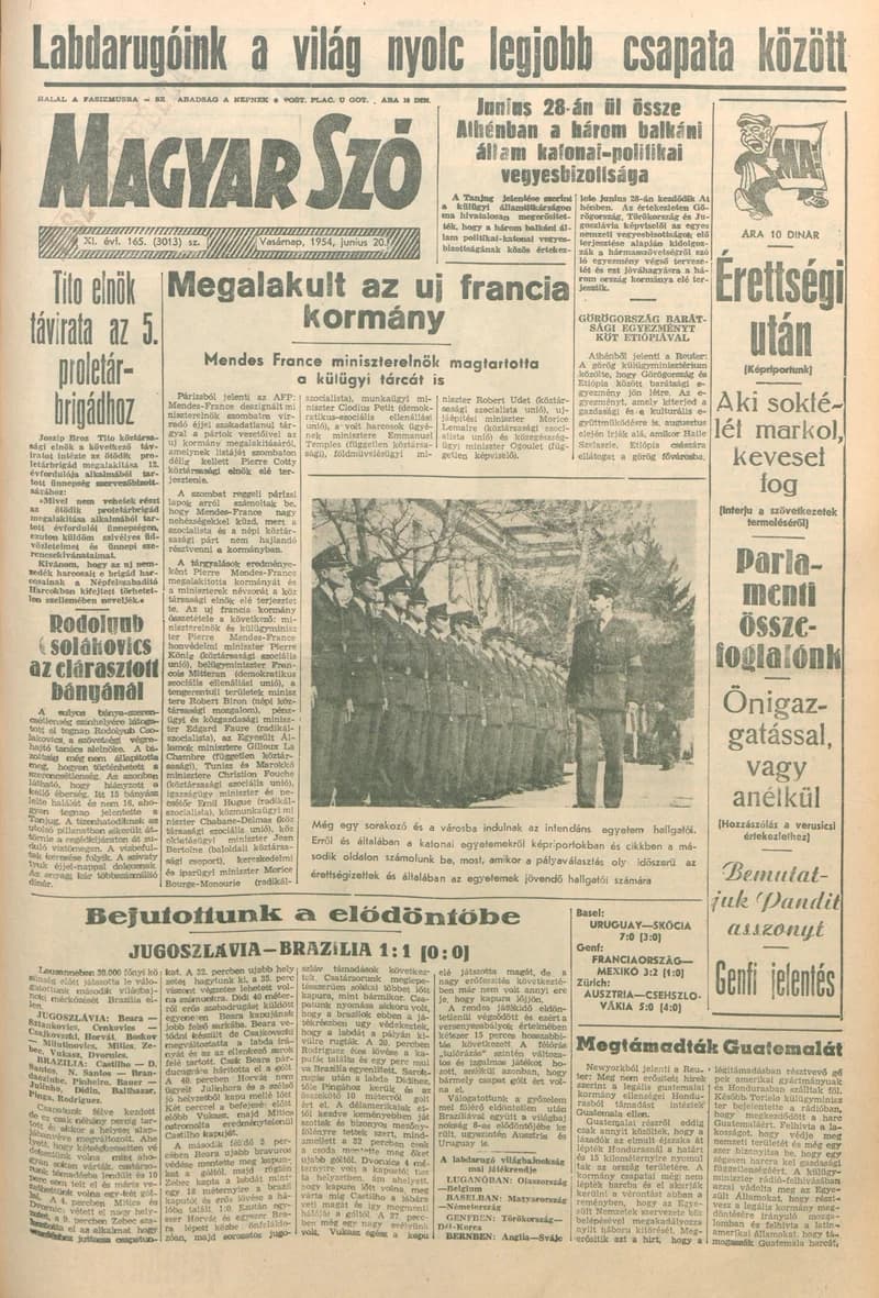 Magyar Szó, 11. évf. 1954. június 20. 165. sz. 1–14. oldal