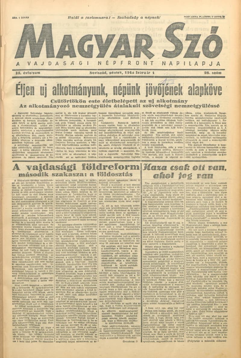Magyar Szó, 3. évf. 1946. február 1. 26. sz. 1–4. oldal