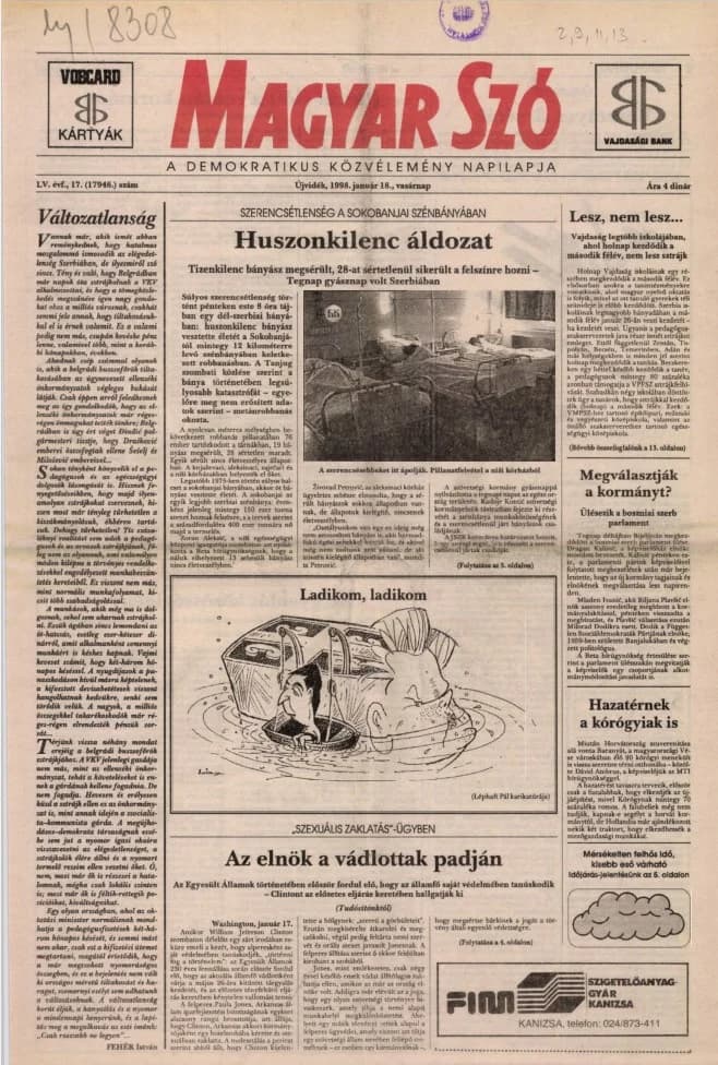 Magyar Szó, 55. évf. 1998. január 18. 17. sz. 1–24. oldal