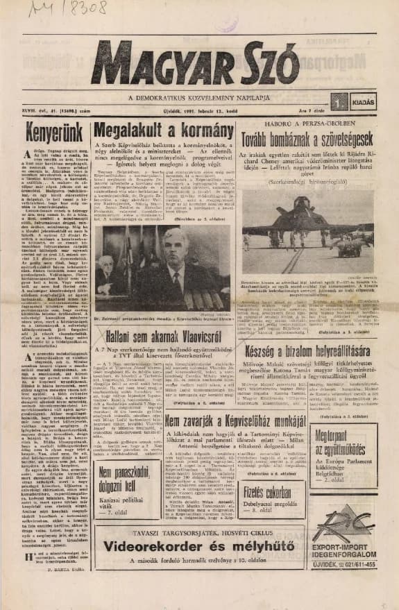 Magyar Szó, 48. évf. 1991. február 12. 41. sz. 1–20. oldal