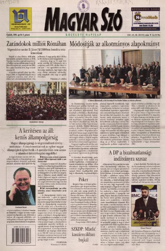 Magyar Szó, 62. évf. 2005. április 8. 81. sz. 1–20. oldal
