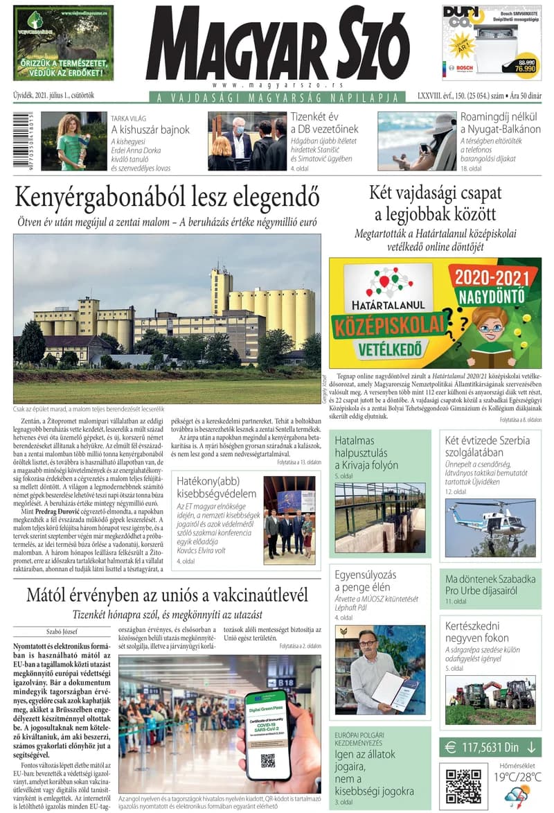 Magyar Szó, 78. évf. 2021. július 1. 150. sz. 1–20. oldal