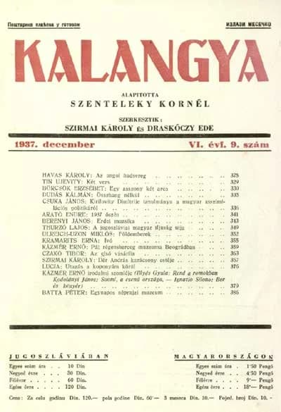 Kalangya, 6. évf. 1937. december. 9. sz. 325–388. oldal