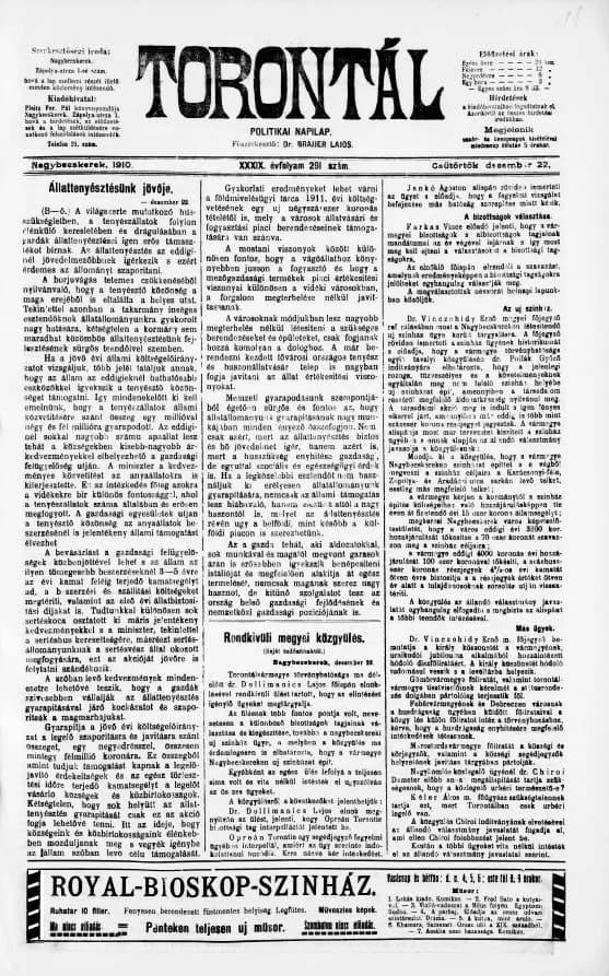 Torontál, 39. évf. 1910. december 22. 291. sz.
