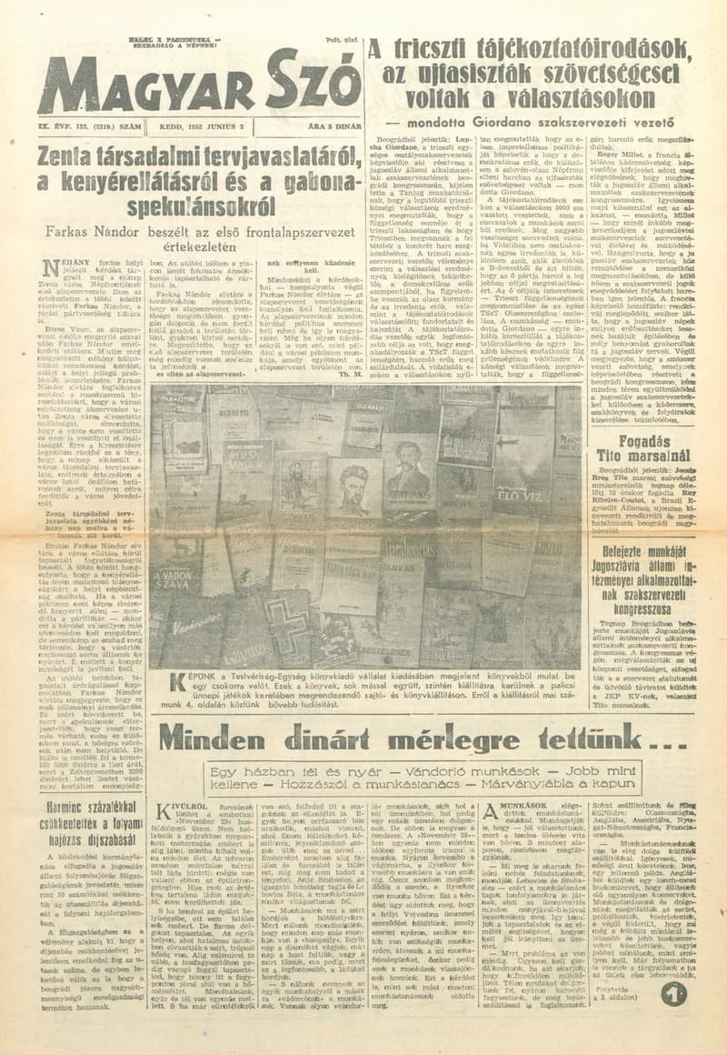 Magyar Szó, 9. évf. 1952. június 3. 132. sz. 1–6. oldal
