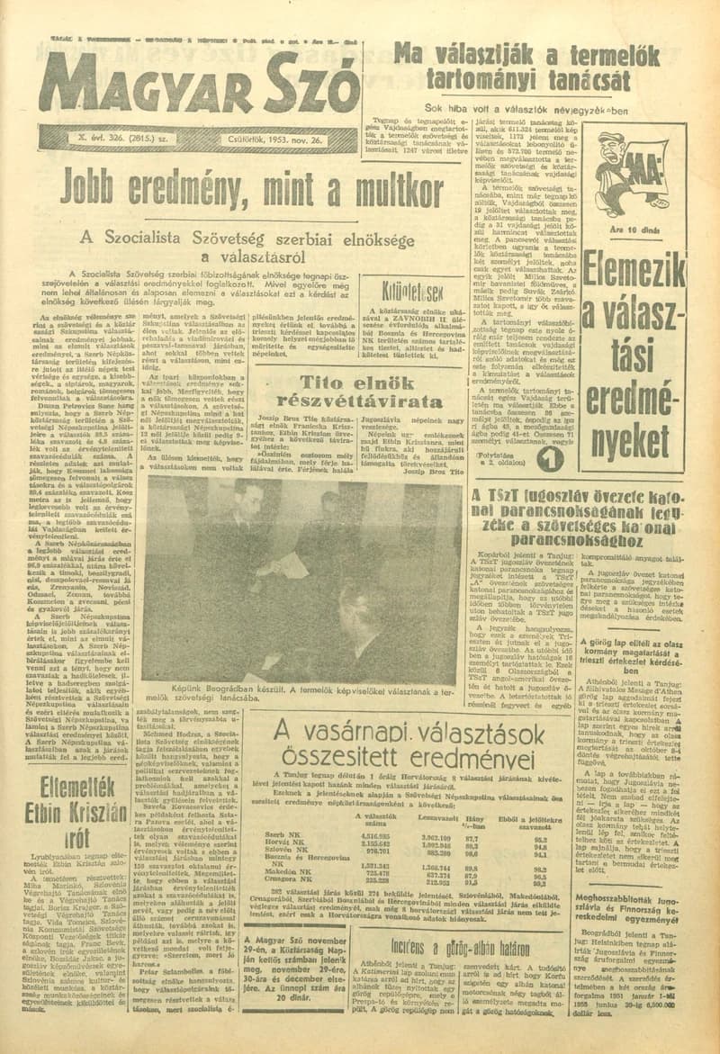 Magyar Szó, 10. évf. 1953. november 26. 326. sz. 1–10. oldal