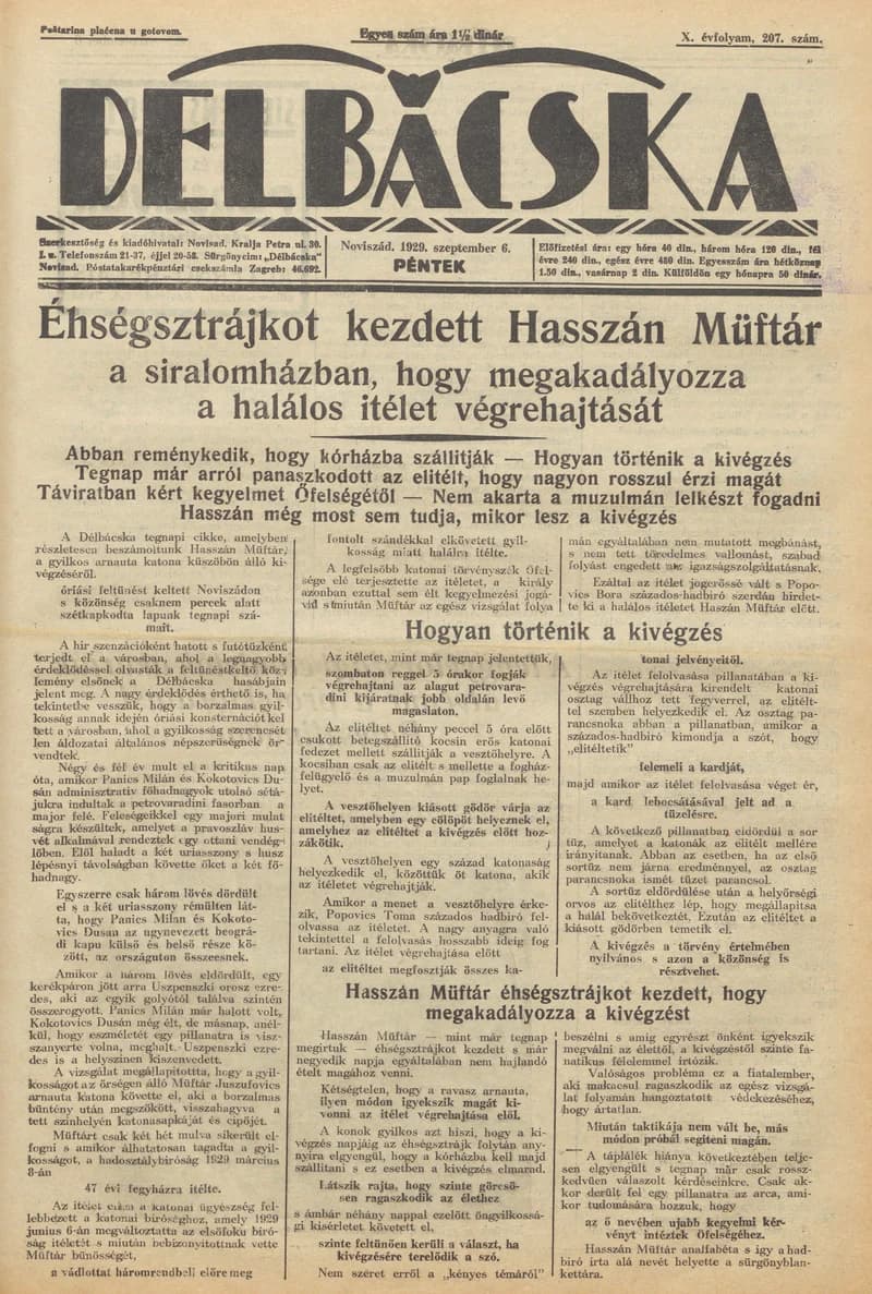 Délbácska, 10. évf. 1929. szeptember 6. 207. sz.