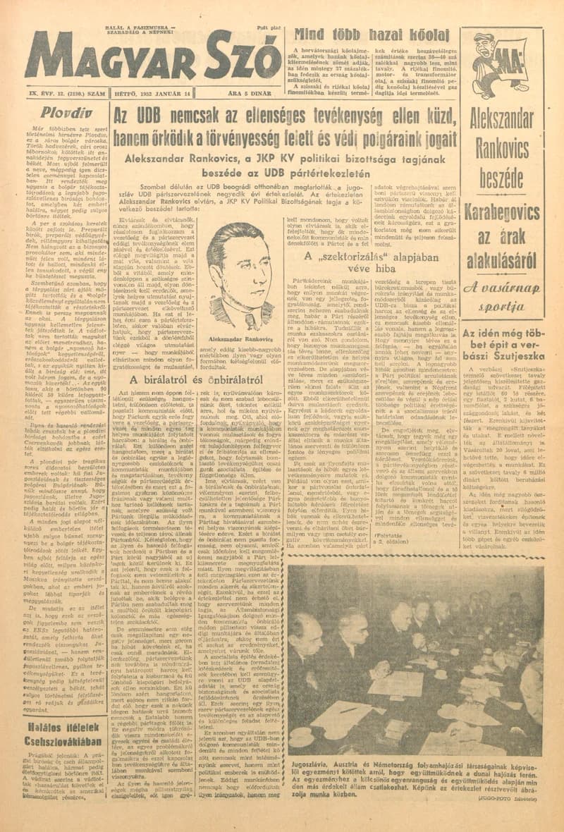 Magyar Szó, 9. évf. 1952. január 14. 12. sz. 1–4. oldal