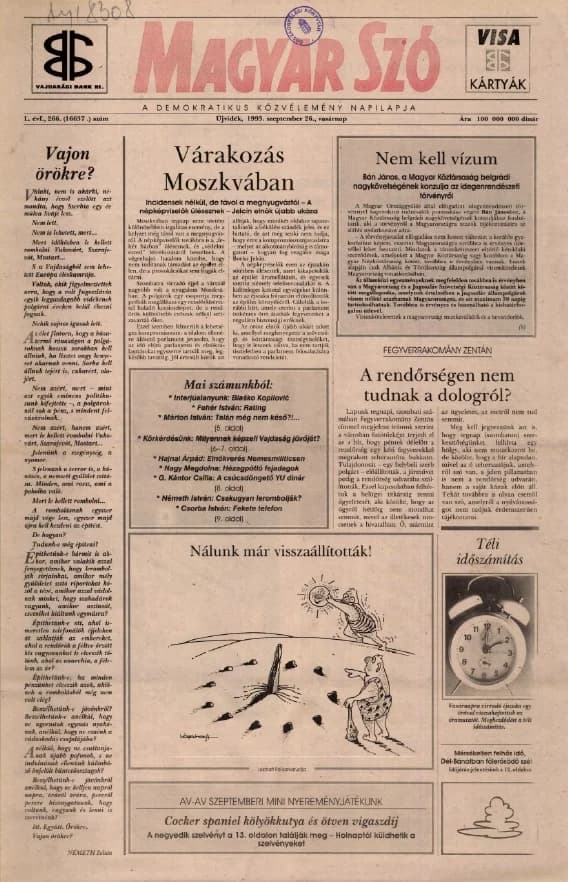 Magyar Szó, 50. évf. 1993. szeptember 26. 262. sz. 1–24. oldal
