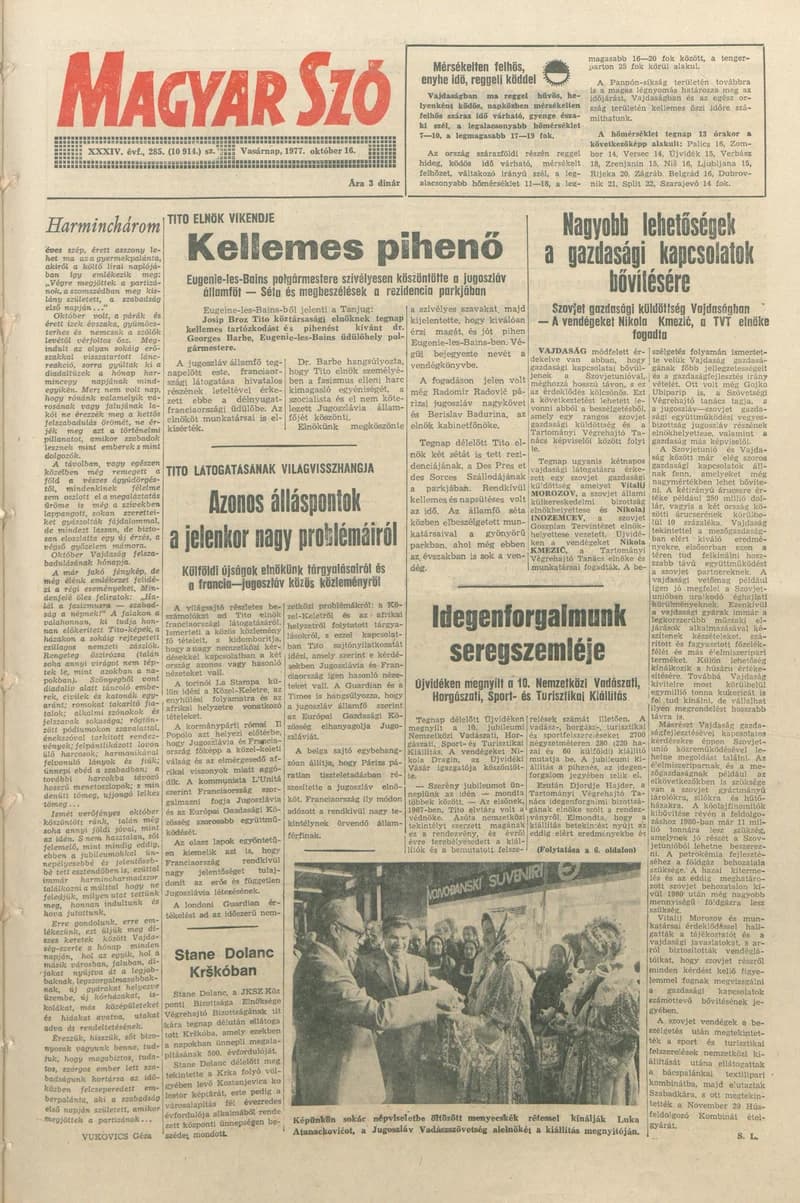 Magyar Szó, 34. évf. 1977. október 16. 285. sz.