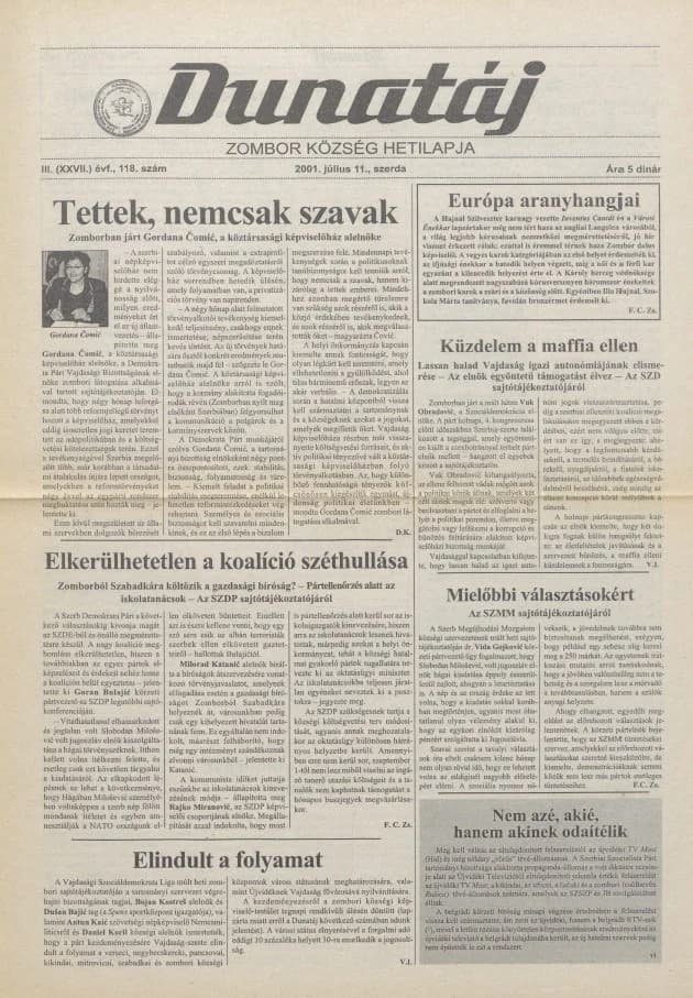 Dunatáj, 3. évf. 2001. július 11. 118. sz.