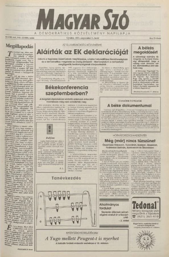 Magyar Szó, 48. évf. 1991. szeptember 3. 242. sz. 1–20. oldal