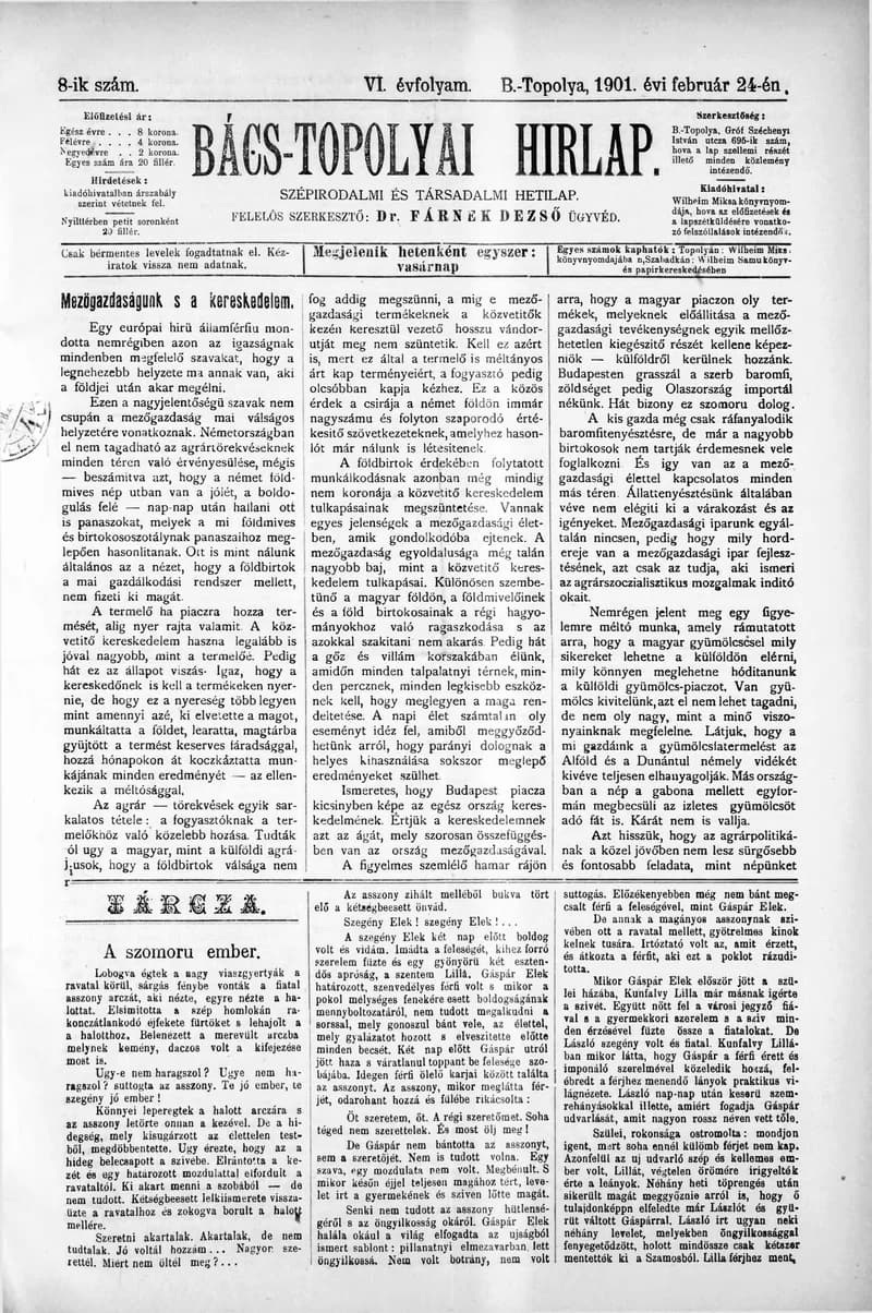 Bács-Topolyai Hirlap, 6. évf. 1901. február 24. 8. sz.