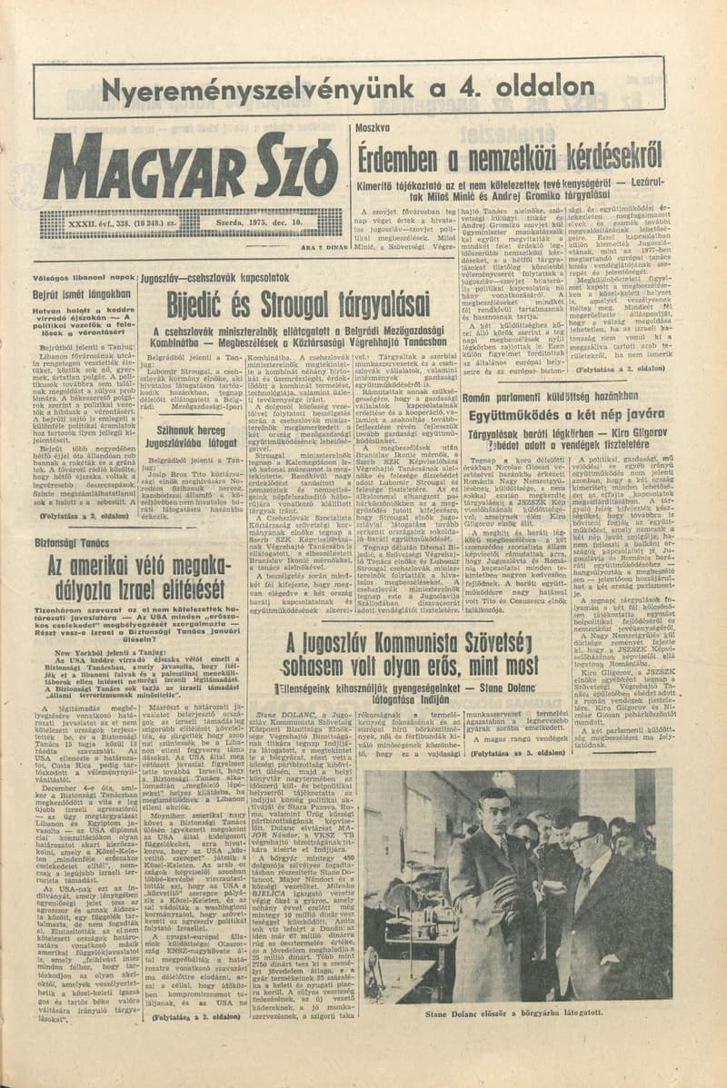 Magyar Szó, 32. évf. 1975. december 10. 338. sz.