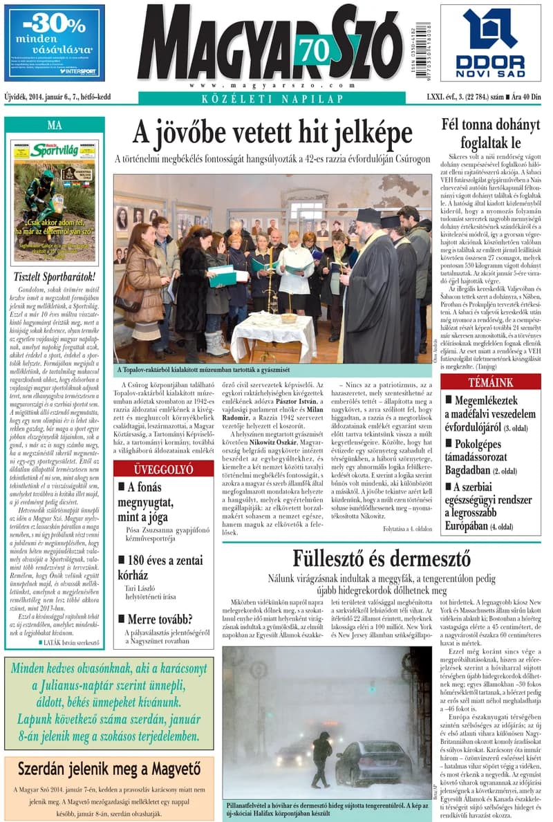 Magyar Szó, 71. évf. 2014. január 6. – 7. 3. sz. 1–16. oldal